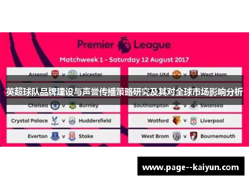 英超球队品牌建设与声誉传播策略研究及其对全球市场影响分析